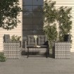 Muebles de jardín con cojines 4 piezas ratán sintético gris