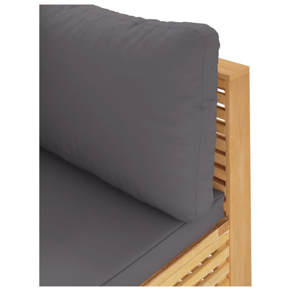 Sofá esquina jardín con cojines gris oscuro madera maciza