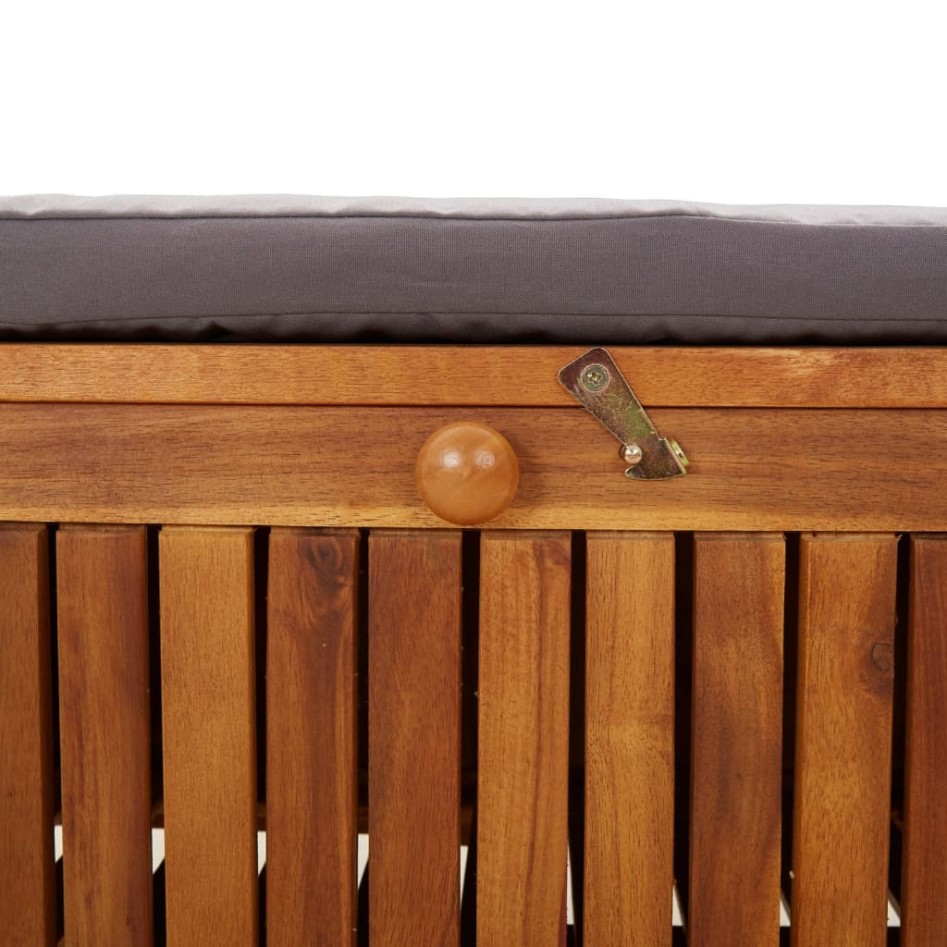 Banco almacenaje jardín con cojín madera maciza de acacia 91