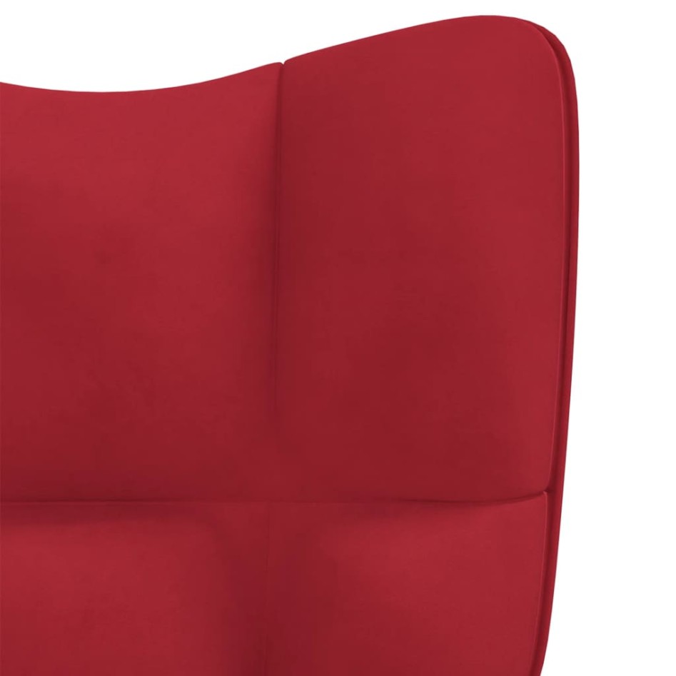 Silla de relajación con reposapiés terciopelo rojo