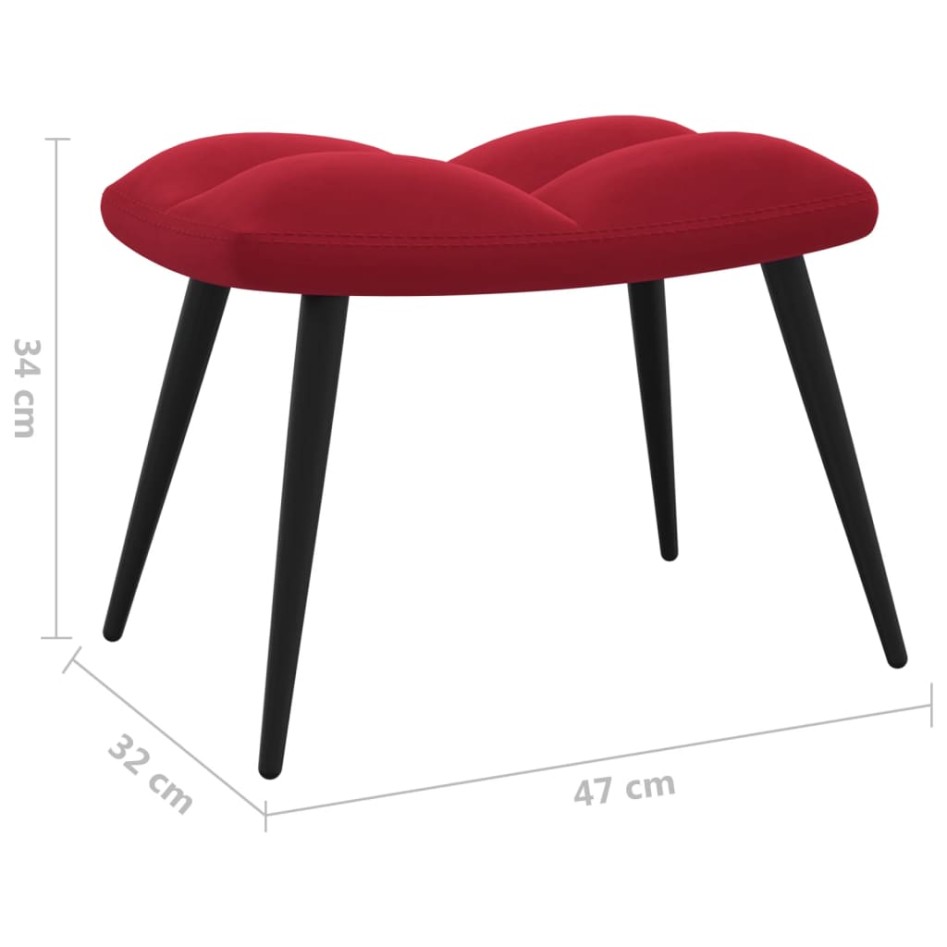 Silla de relajación con reposapiés terciopelo rojo