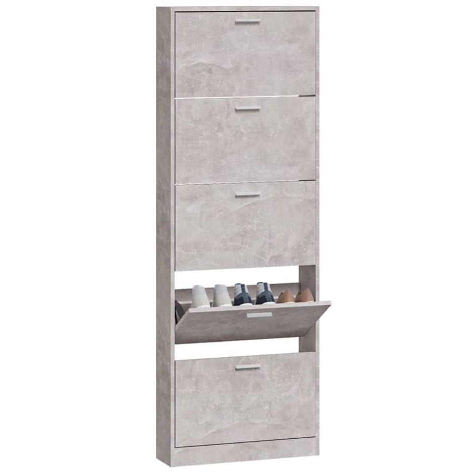 Mueble zapatero madera contrachapada gris hormigón 59x17x169