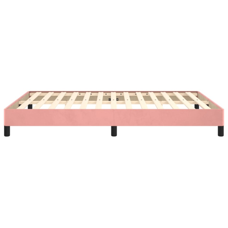 Estructura de cama de terciopelo rosa 140x190