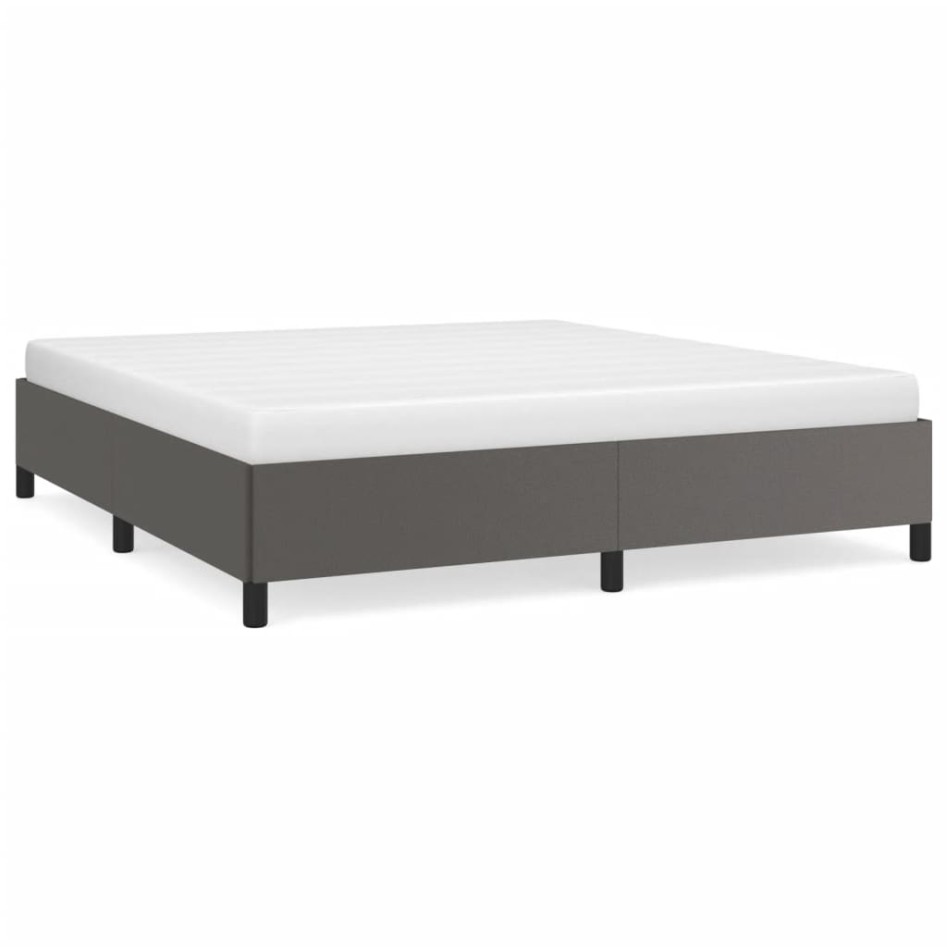 Estructura de cama de cuero sintético gris 160x200