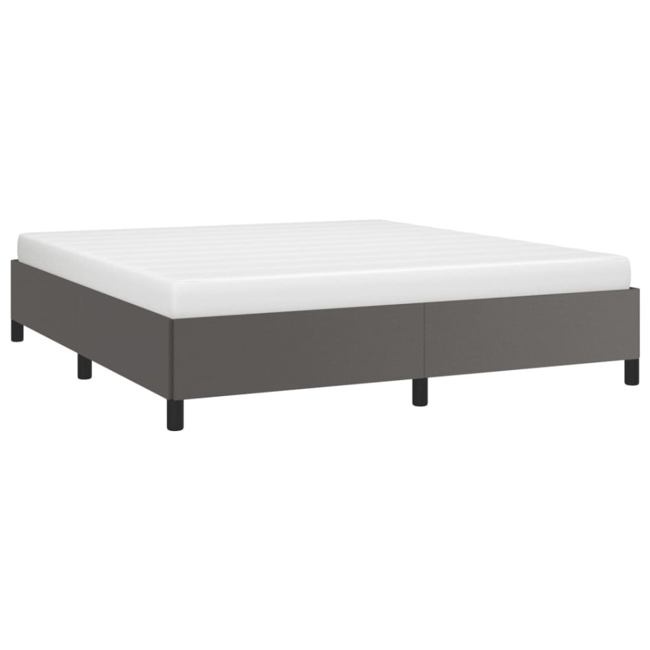 Estructura de cama de cuero sintético gris 160x200
