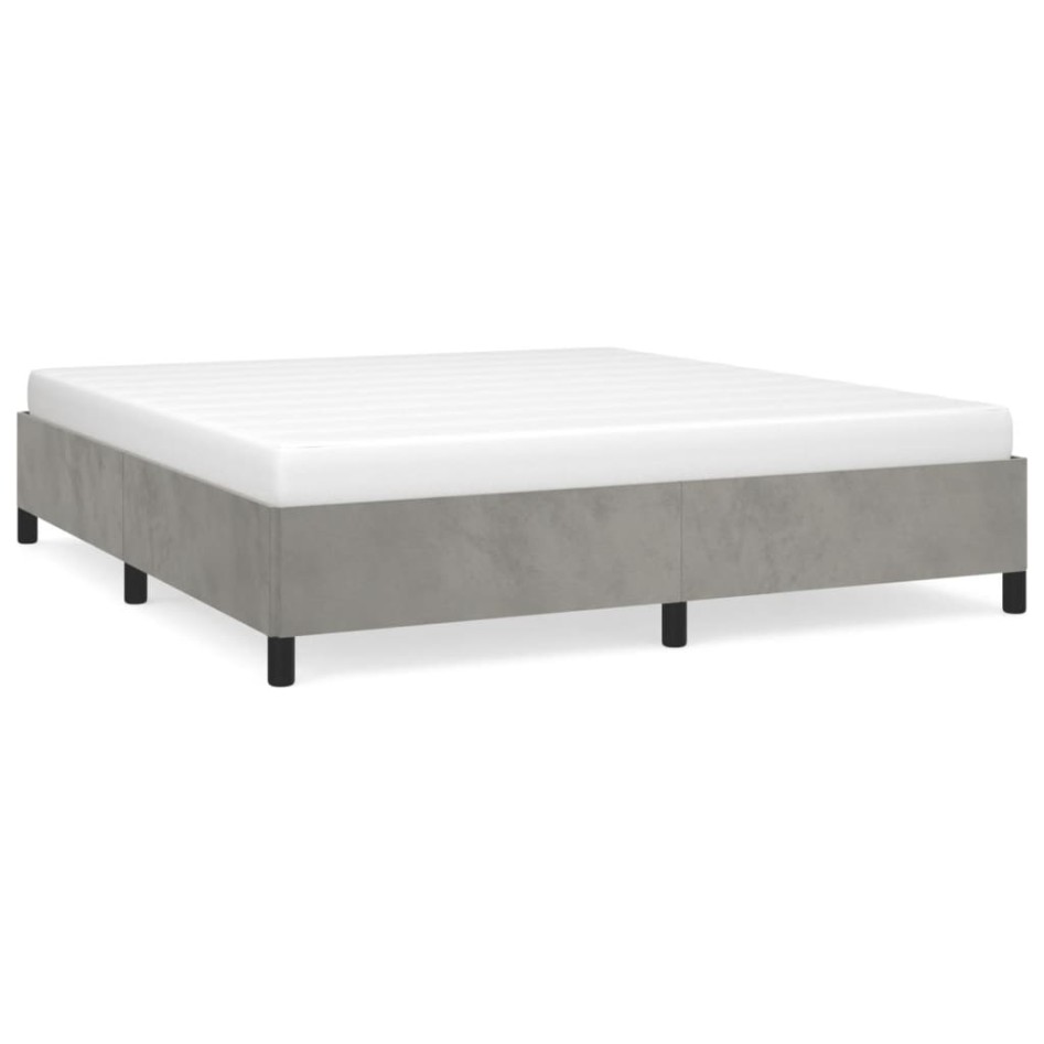 Estructura de cama de terciopelo gris claro 160x200