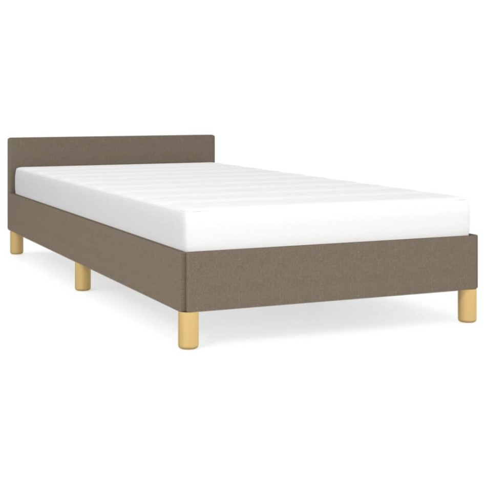 Estructura de cama con cabecero de tela gris taupe 90x200