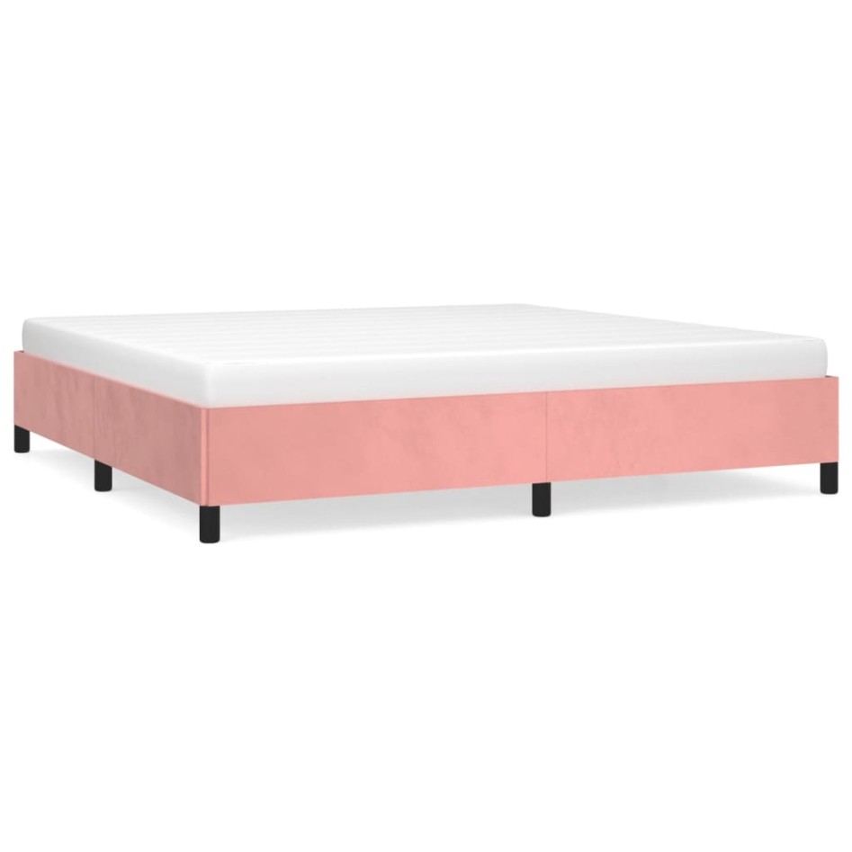Estructura de cama de terciopelo rosa 200x200