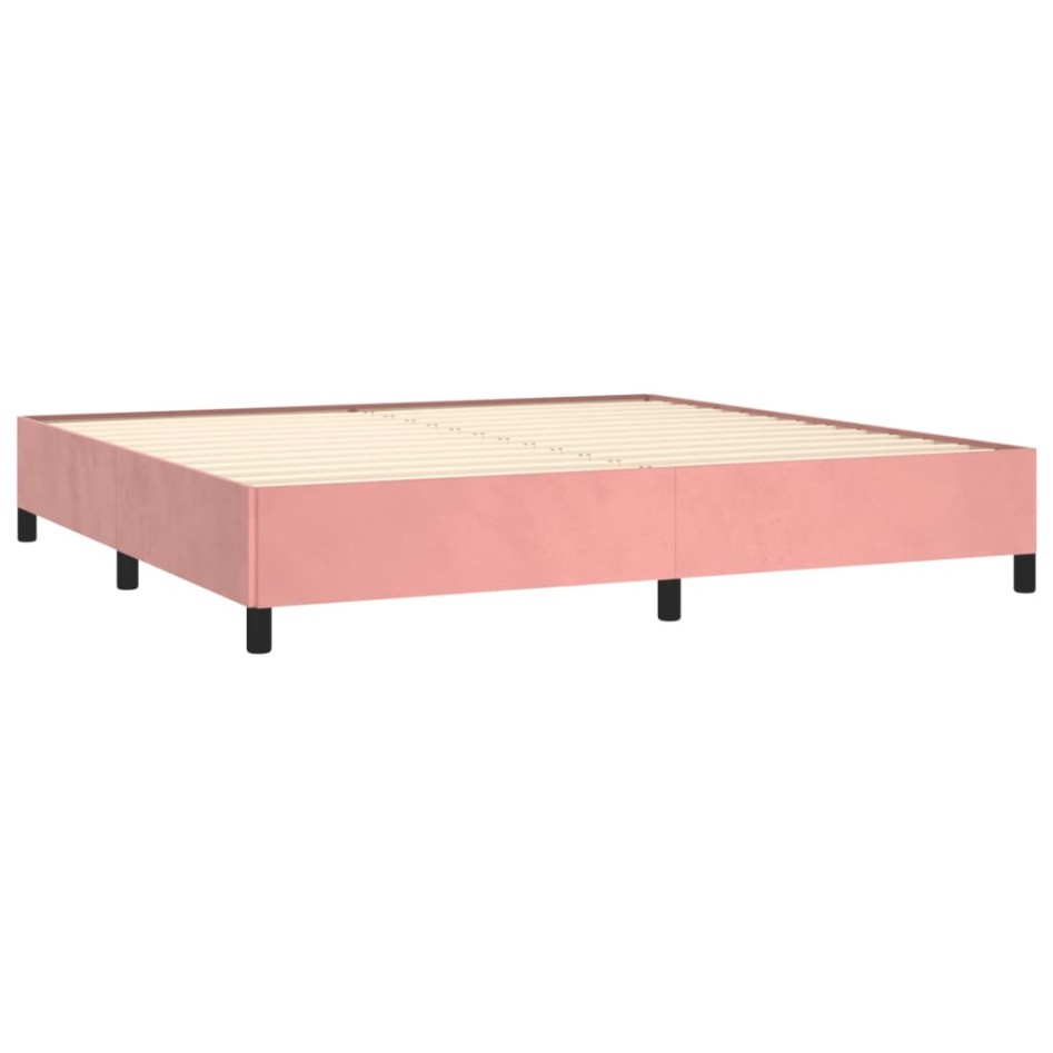 Estructura de cama de terciopelo rosa 200x200