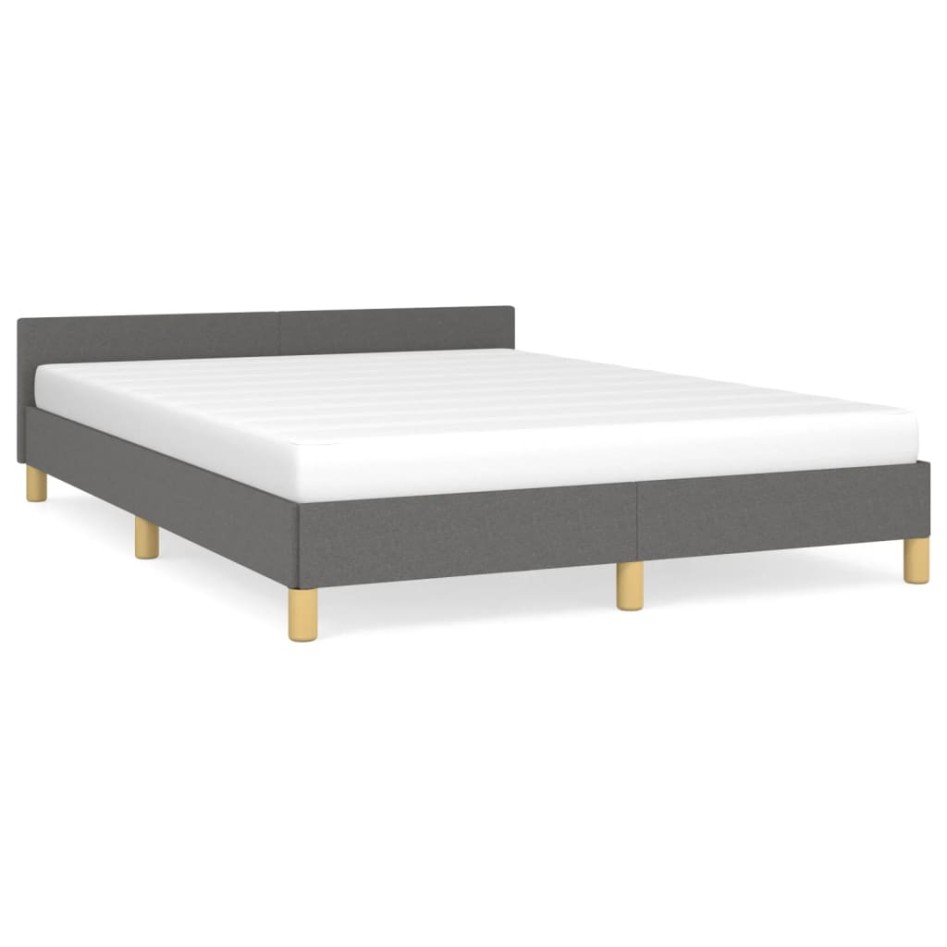 Estructura de cama con cabecero de tela gris oscuro 140x190