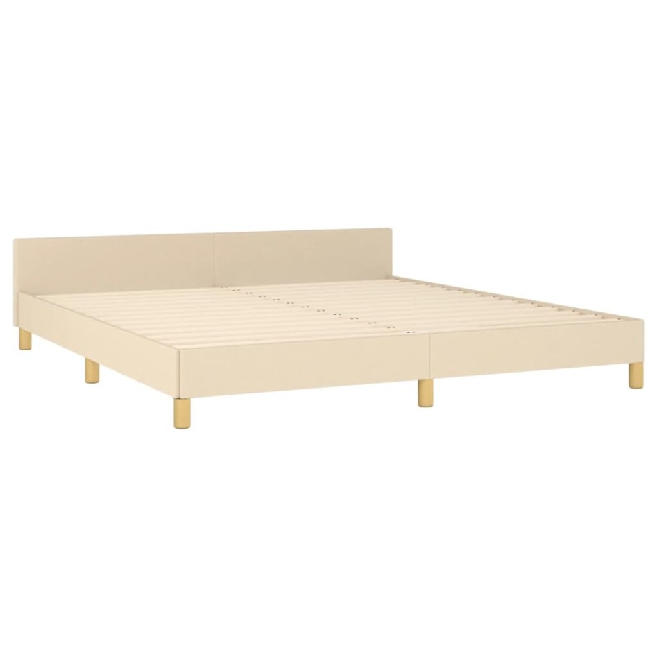 Estructura de cama con cabecero de tela color crema 180x200