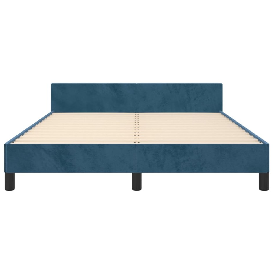 Estructura cama con cabecero terciopelo azul oscuro 140x190