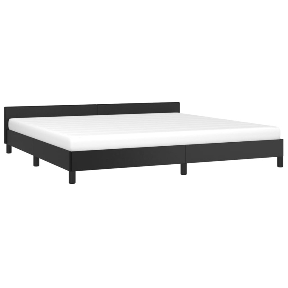 Estructura de cama con cabecero cuero sintético negro