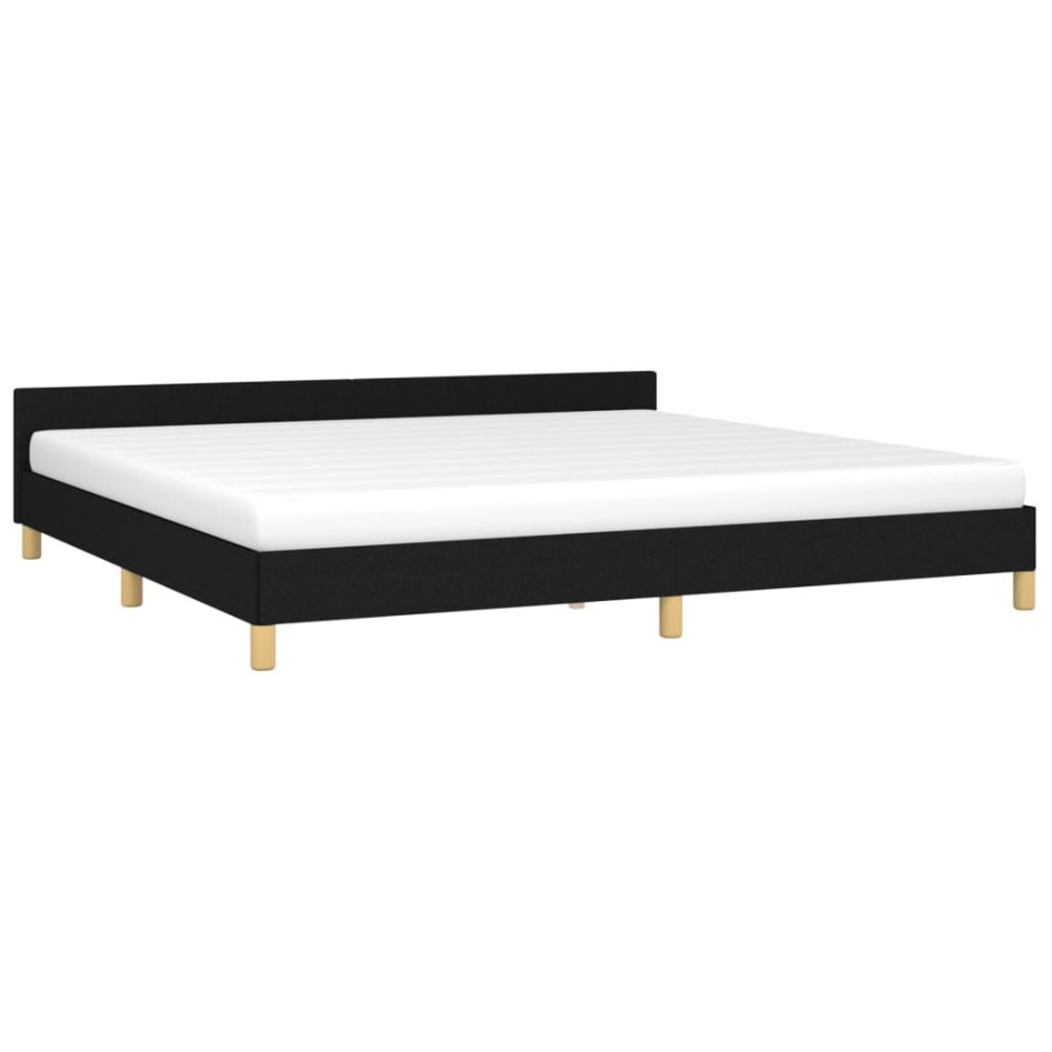 Estructura de cama con cabecero de tela negro 200x200