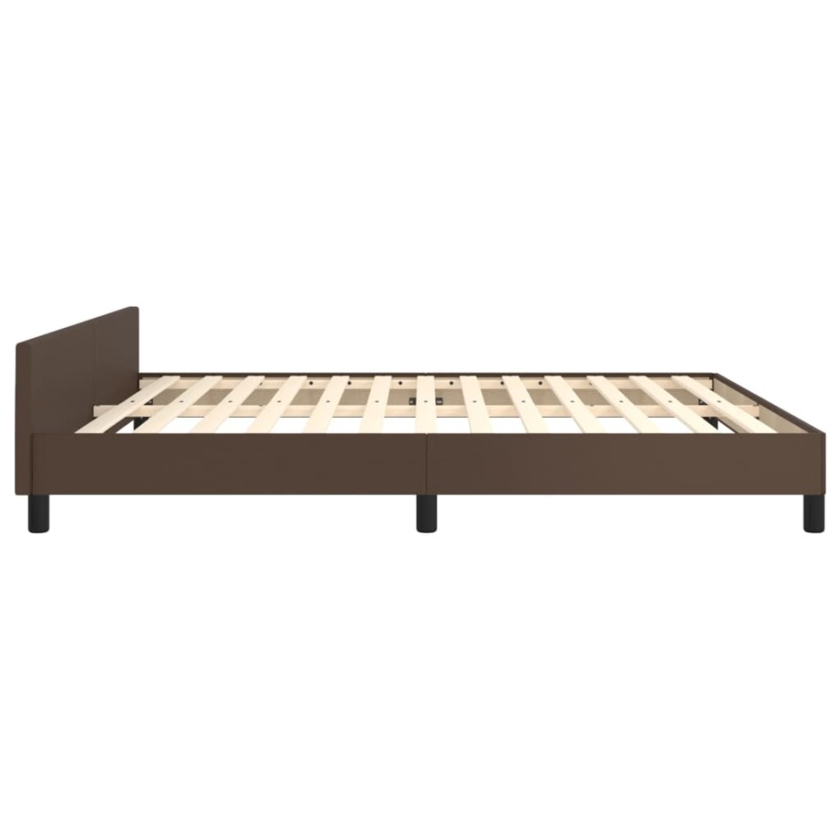Estructura de cama cabecero cuero sintético marrón 160x200