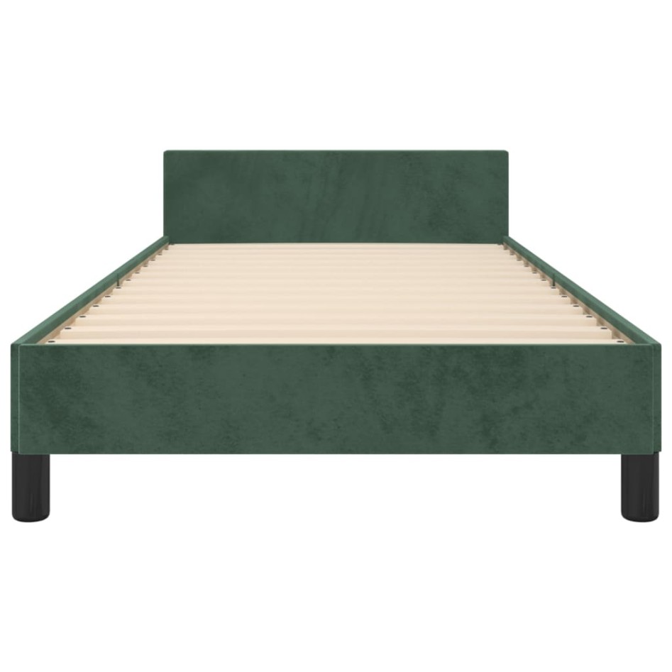 Estructura cama con cabecero terciopelo verde oscuro 90x200