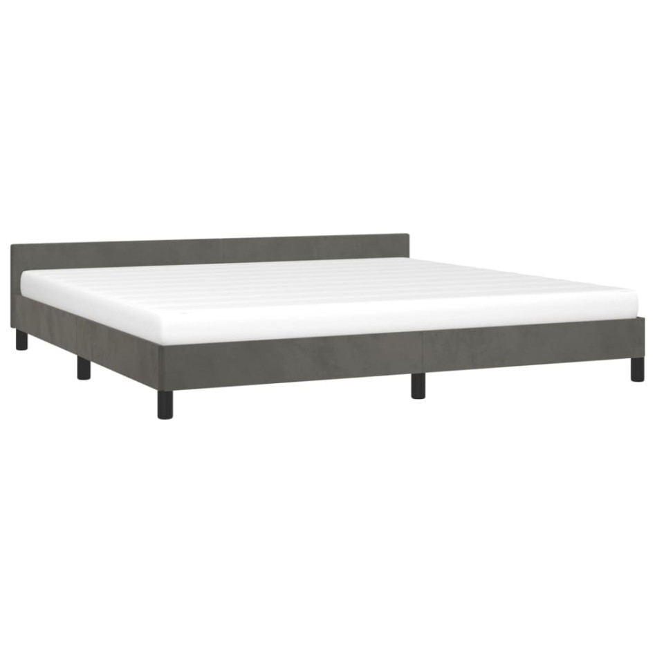 Estructura cama con cabecero terciopelo gris oscuro 200x200