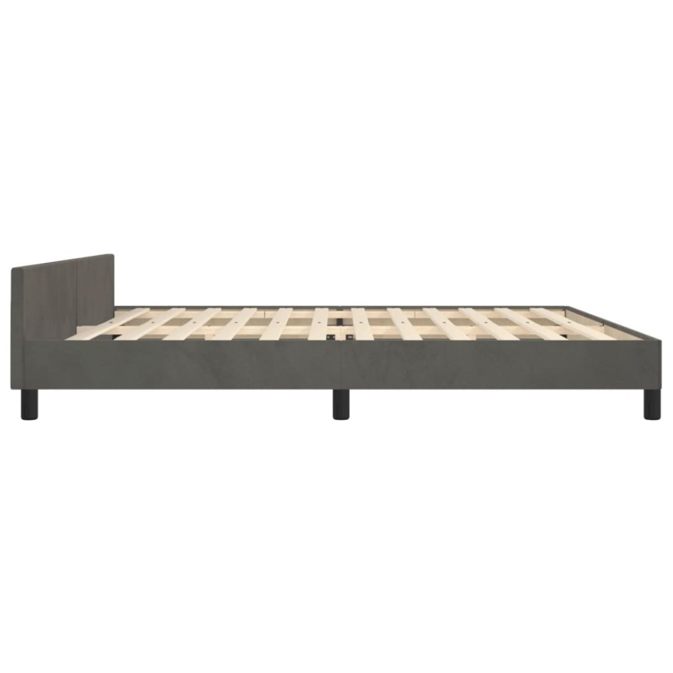 Estructura cama con cabecero terciopelo gris oscuro 200x200