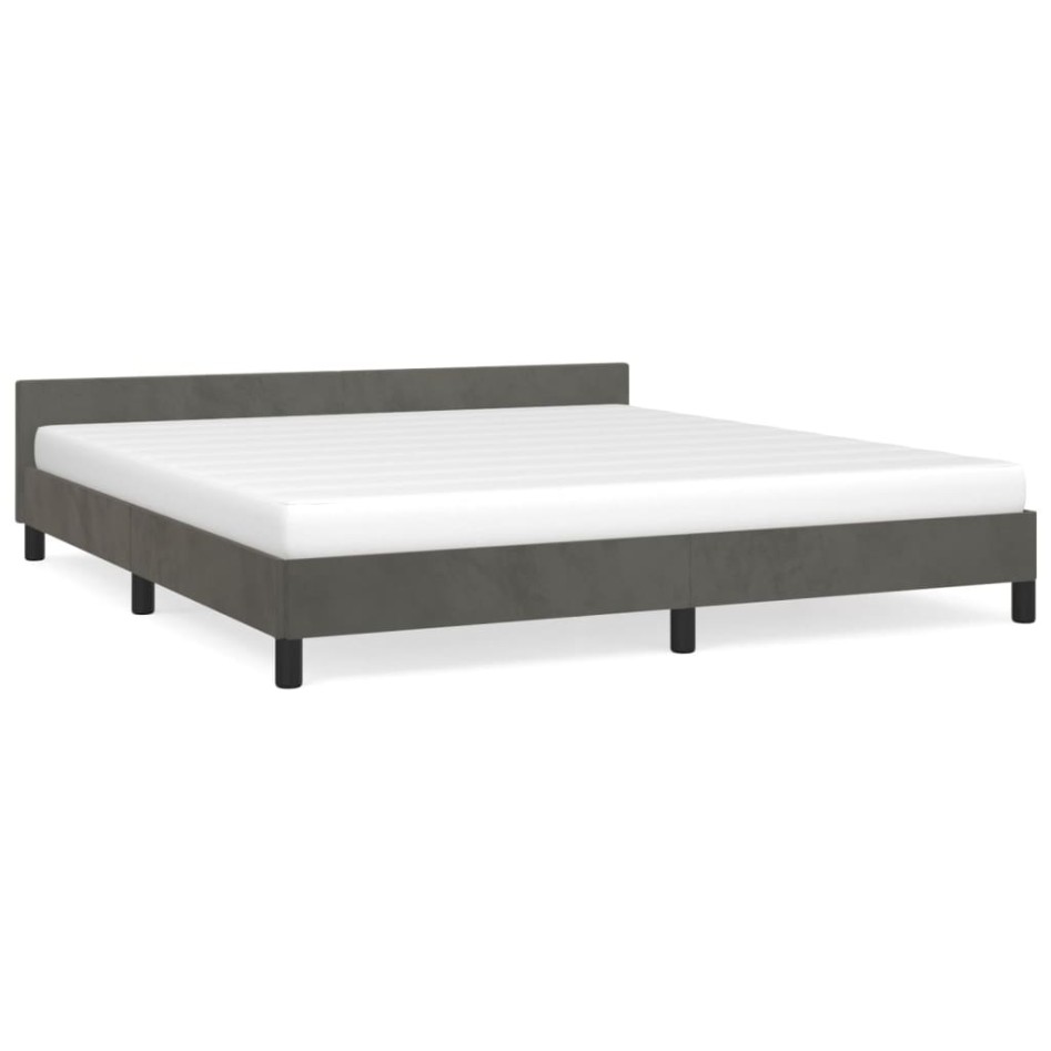 Estructura cama con cabecero terciopelo gris oscuro 180x200