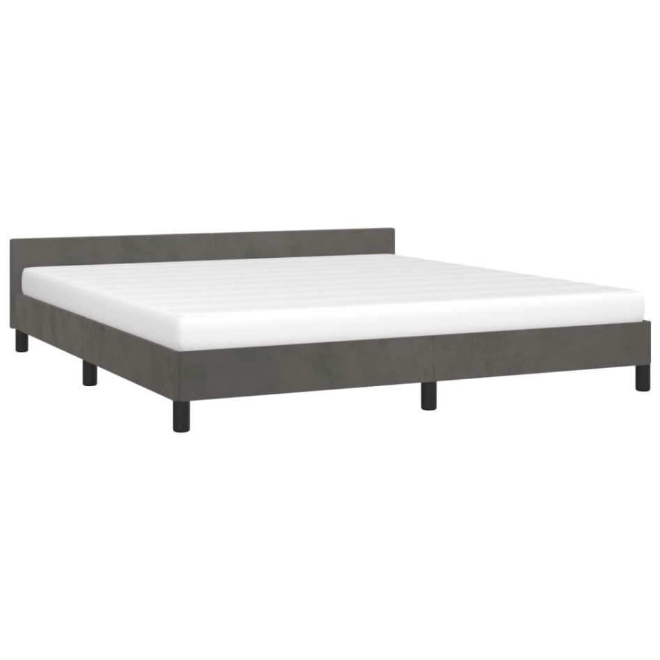 Estructura cama con cabecero terciopelo gris oscuro 180x200