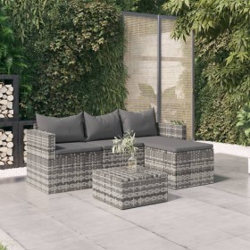 Set de muebles de jardín 3 pzas y cojines ratán sintético