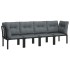 Set de muebles de jardín 4 piezas ratán sintético negro y