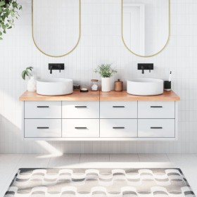 Encimera baño madera maciza tratada marrón claro