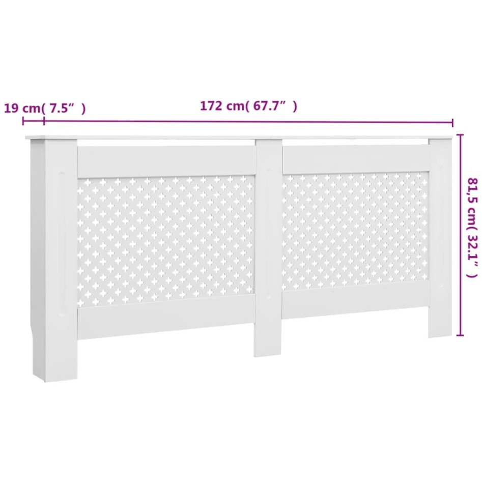 Cubiertas para radiador 2 unidades MDF blanco 172x19x81,5