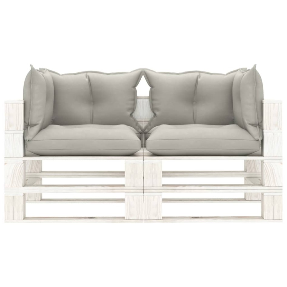 Sofá de palés de 2 plazas para jardín madera con cojines