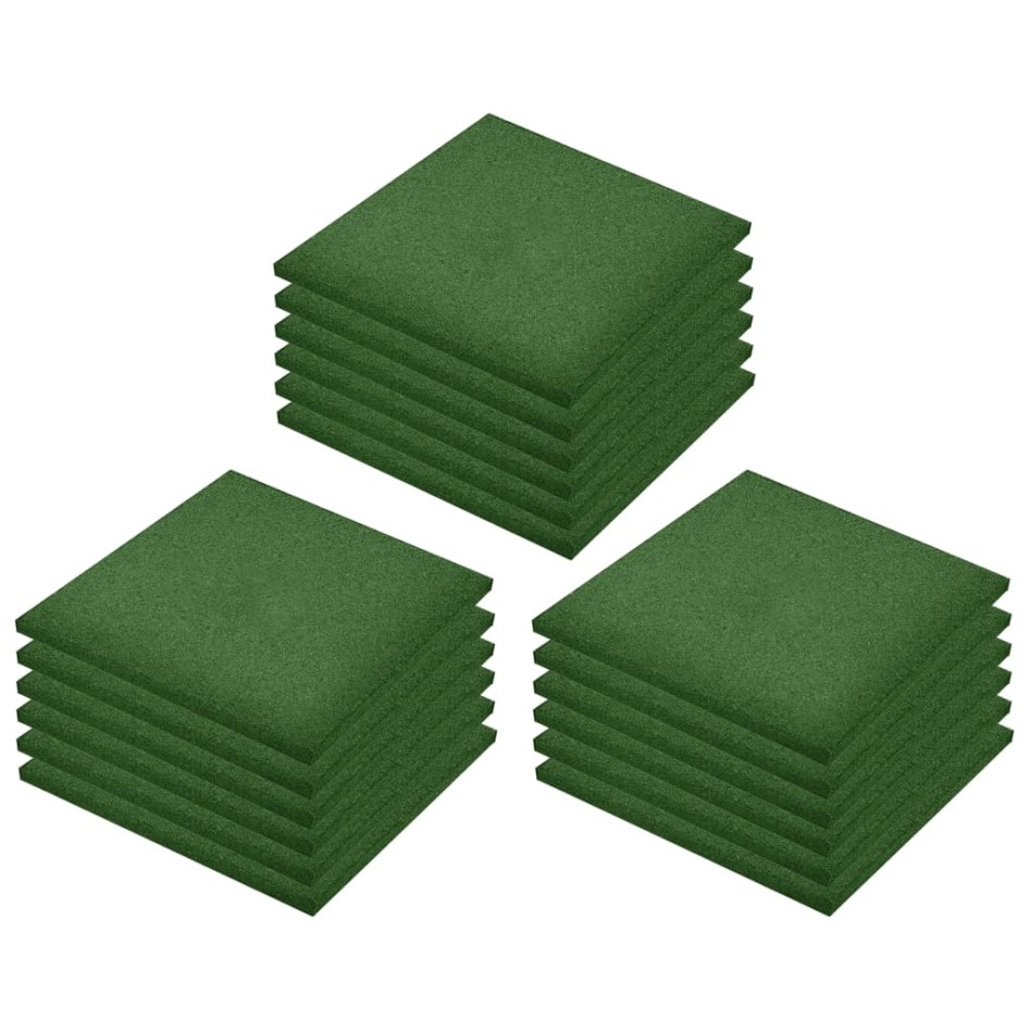 Losetas de goma protección de caídas 18 uds verde 50x50x3