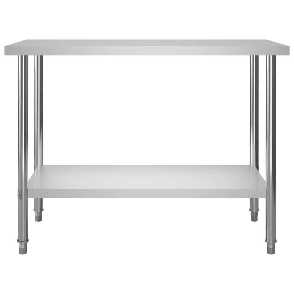 Mesa de trabajo de cocina con estante acero inox