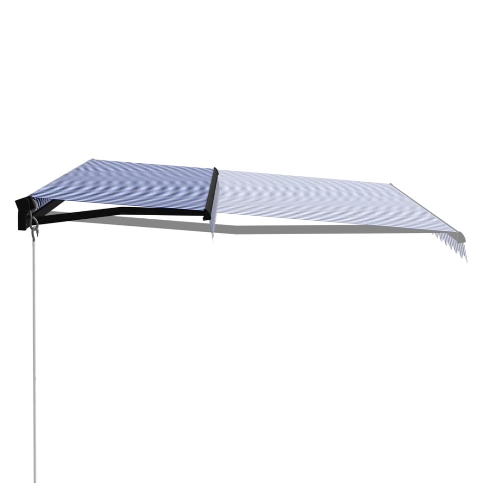 Toldo manual retráctil con LED azul y blanco 450x300