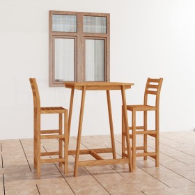 Mesa y sillas de bar para jardín 3 pzas madera maciza de