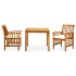 Set comedor de jardín 3 pzas y cojines madera maciza de