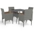 Muebles de jardín 5 piezas ratán sintético gris y