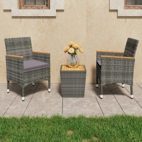 Muebles de jardín 3 pzas ratán sintético madera acacia