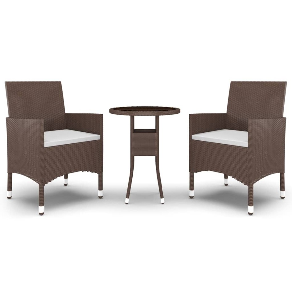 Juego de comedor de jardín 3 piezas ratán sintético