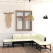 Set de muebles de jardín 6 pzas y cojines ratán sintético negro