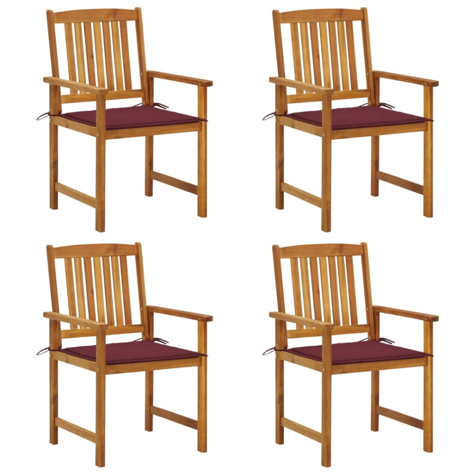 Sillas de jardín con cojines 4 unidades madera maciza de