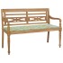 Banco Batavia madera maciza teca y cojín estampado hojas 120