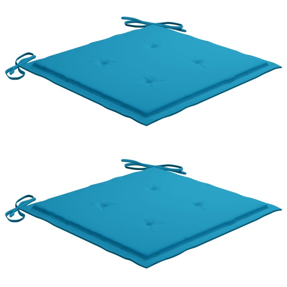 Sillas de jardín 2 unidades con cojines azul madera de