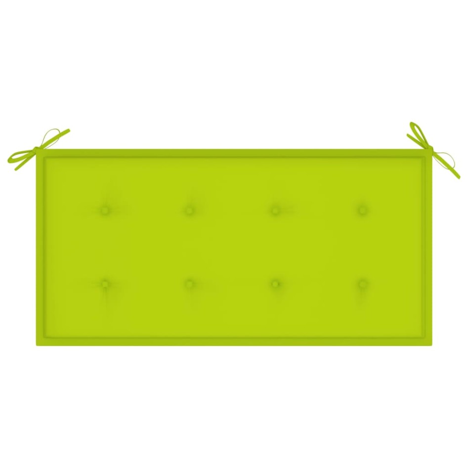 Banco de jardín madera de teca con cojín verde brillante 112