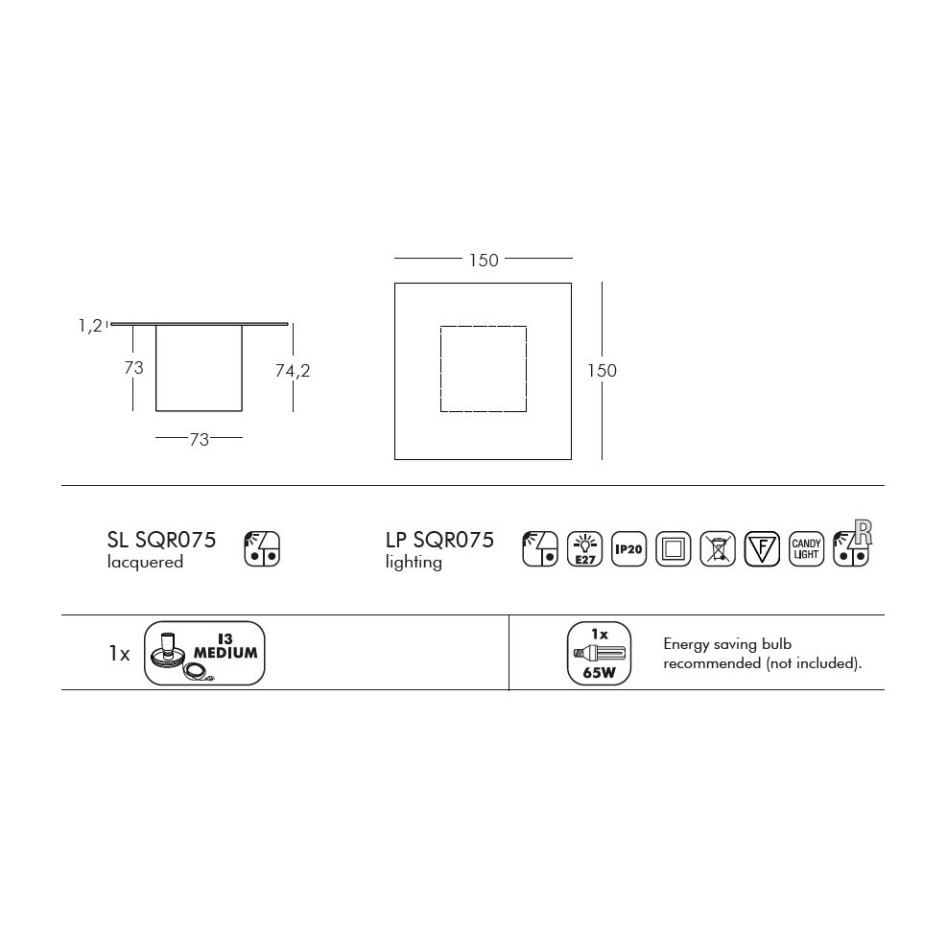 Mesa cuadrada con luz, modelo Square
