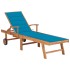 Tumbona con cojín azul madera maciza de