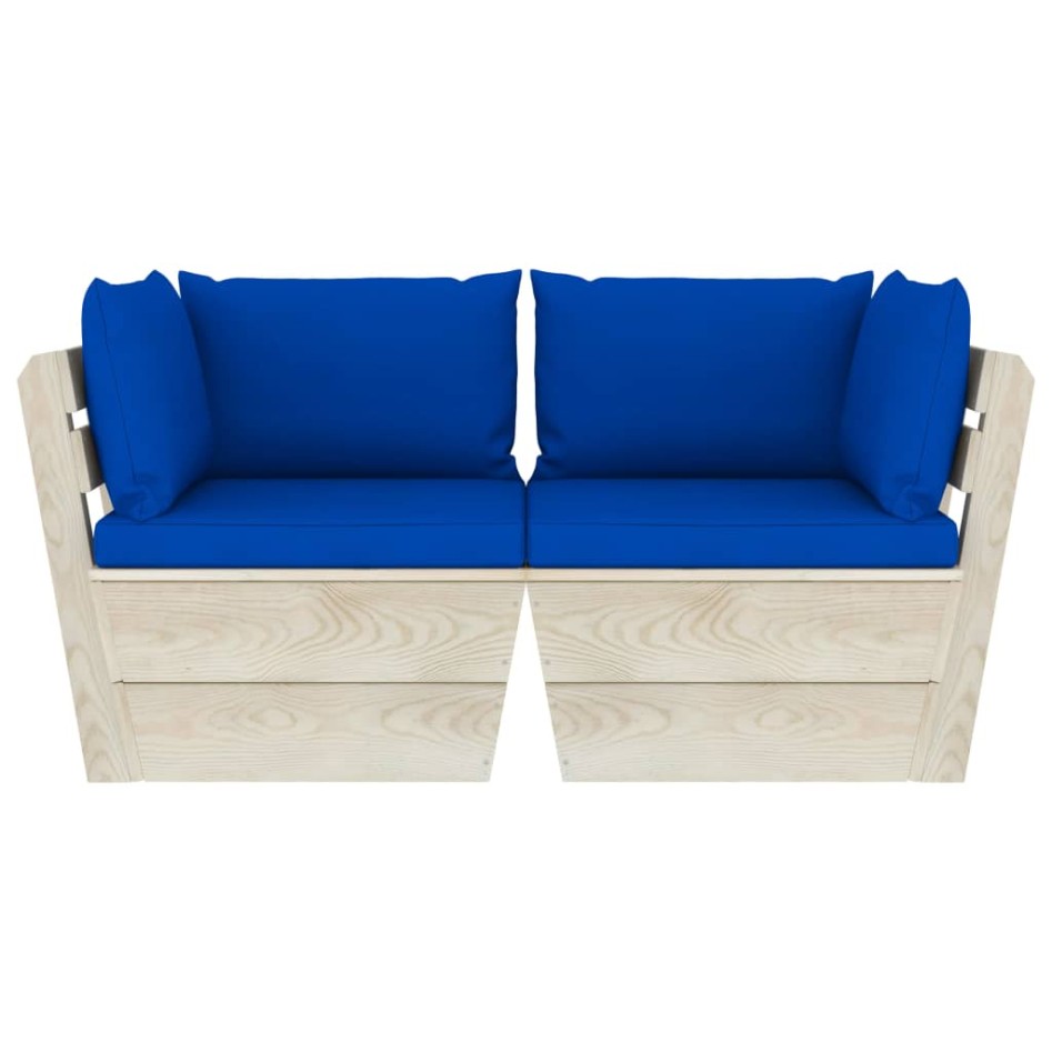 Sofá de palets de jardín 2 plazas con cojines madera de