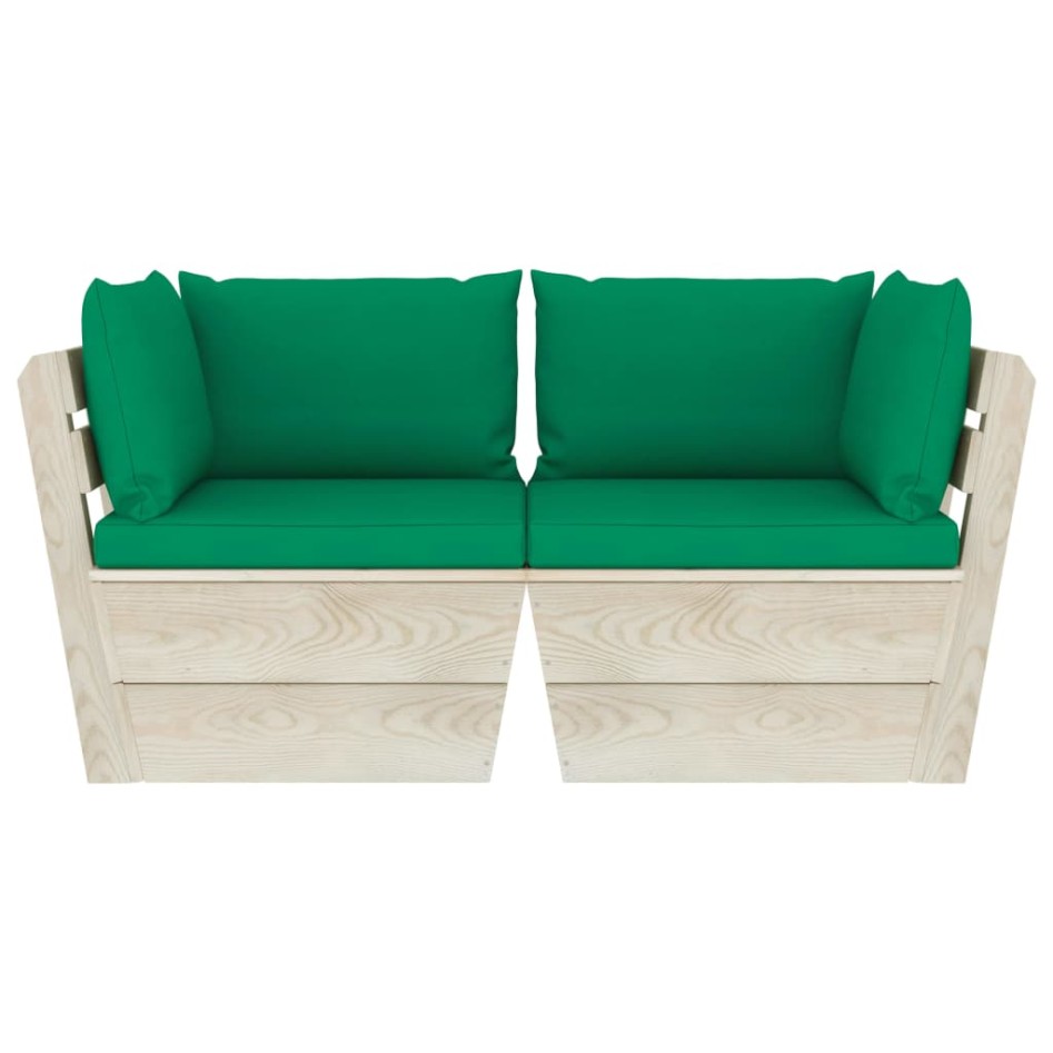 Sofá de palets de jardín 2 plazas con cojines madera de