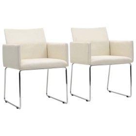 Sillas de comedor 2 unidades tela apariencia de lino