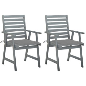 Sillas de comedor jardín 2 uds madera maciza acacia con