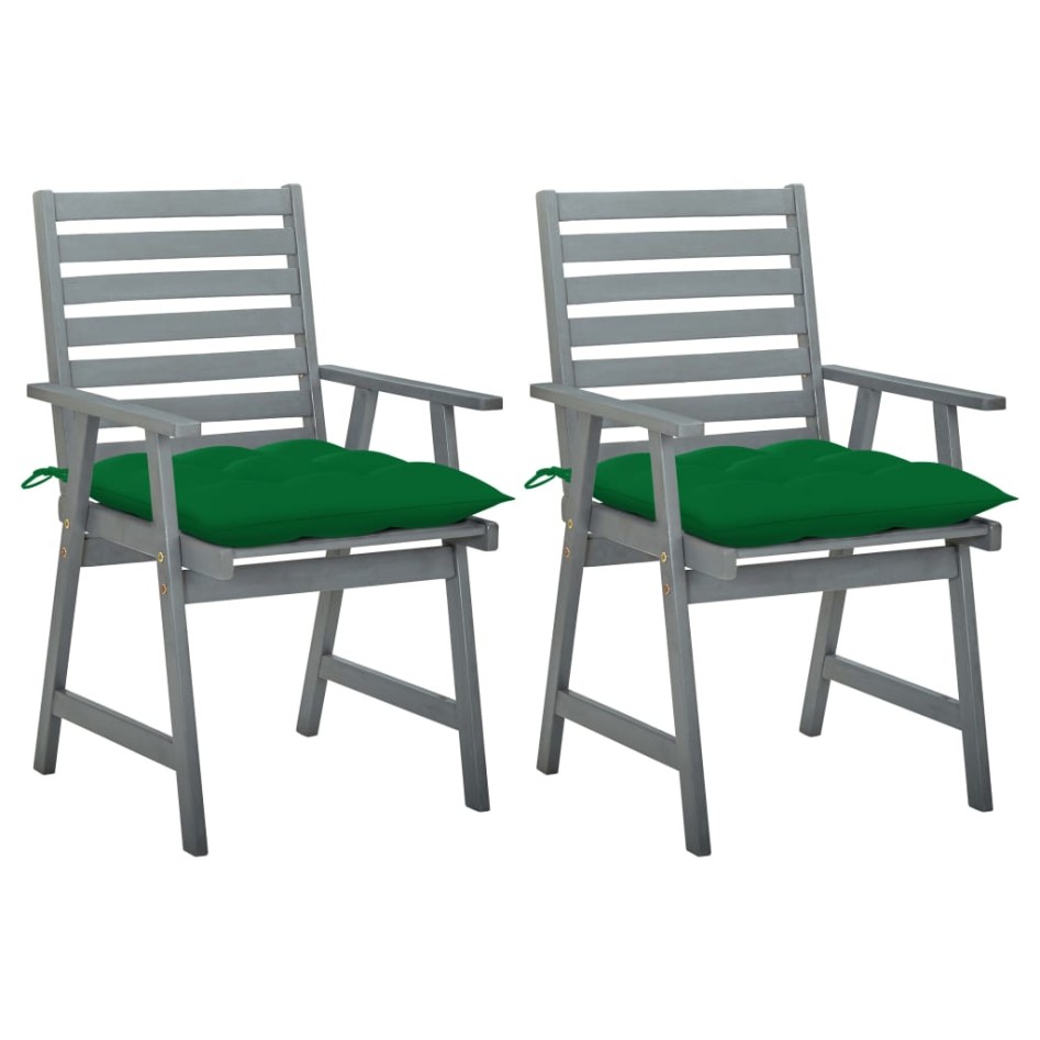 Sillas de comedor jardín 2 uds madera maciza acacia con