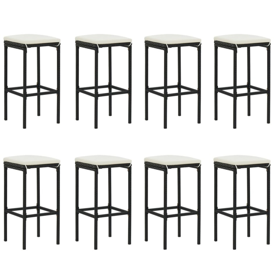 Conjunto de bar para jardín 9 piezas con cojines ratán PE